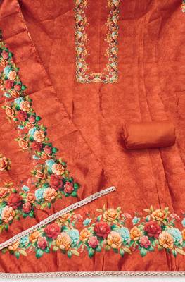  rust digital print jharna silk dress material 2