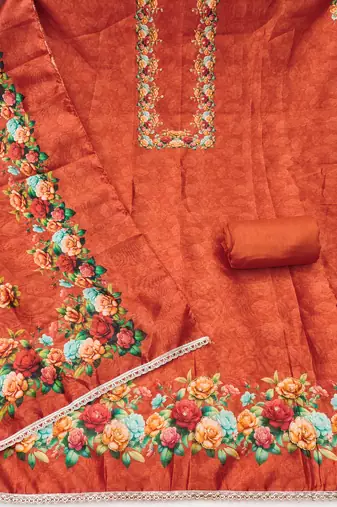  rust digital print jharna silk dress material