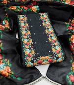 Women's black digital print jharna silk dress material