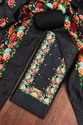  black digital print jharna silk dress material