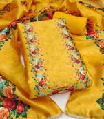 Women's yellow digital print jharna silk dress material