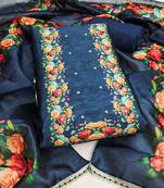 Women's blue digital print jharna silk dress material