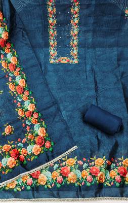  blue digital print jharna silk dress material 2