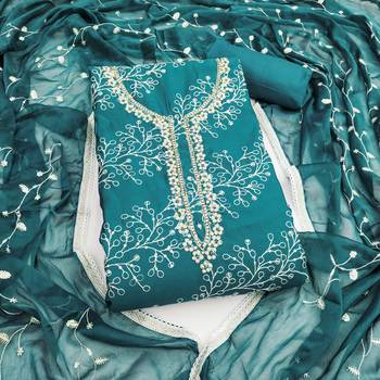 dusty blue embroidery p v cotton dress material 1