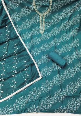  dusty blue embroidery p v cotton dress material 2