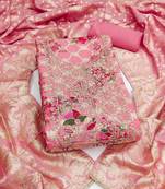 Women's pink digital print cotton silk dress material