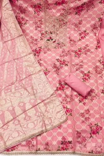  pink digital print cotton silk dress material