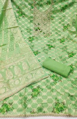  green digital print cotton silk dress material 2