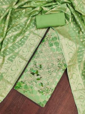  green digital print cotton silk dress material 4
