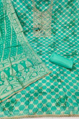  green digital print cotton silk dress material 2