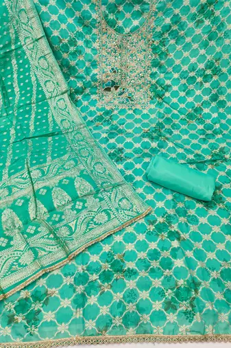  green digital print cotton silk dress material
