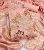 Women's peach digital print cotton silk dress material