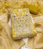 Women's light green woven cotton silk dress material