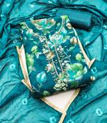 Women's teal blue digital print cotton dress material