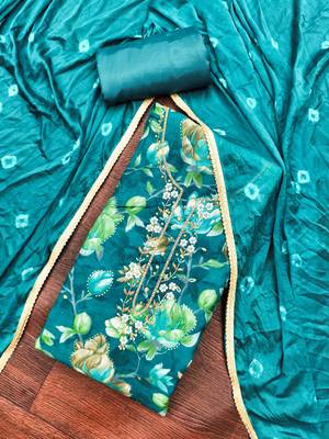  teal blue digital print cotton dress material 4