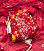 Women's maroon digital print cotton dress material