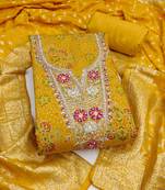 Women's yellow digital print cotton dress material