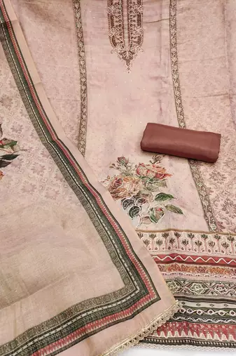  daimond embroidery cotton silk dress material