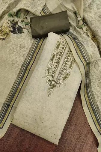  daimond embroidery cotton silk dress material