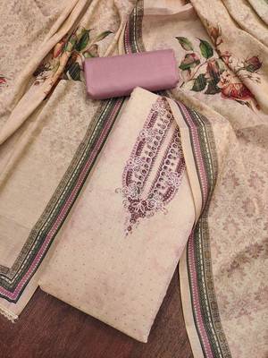  daimond embroidery cotton silk dress material 4