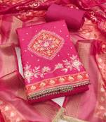 Women's pink daimond embroidery rayon dress material