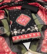 Women's black daimond embroidery rayon dress material