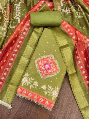  green daimond embroidery rayon dress material 4