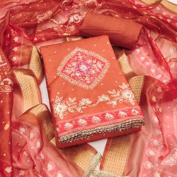  rust daimond embroidery rayon dress material 1
