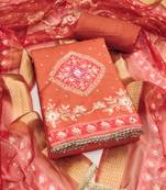 Women's rust daimond embroidery rayon dress material