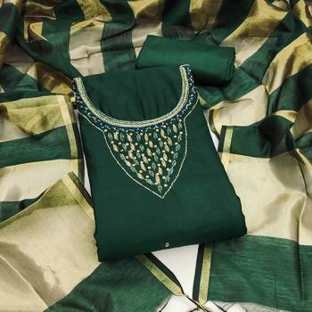 green hand work chanderi dress material 1