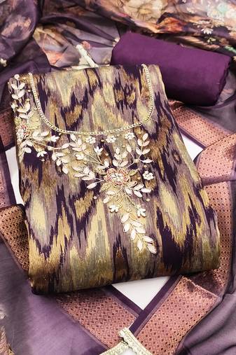 Women's multi woven digital viscose silk dress material