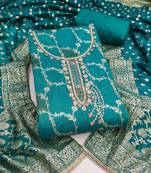  sea green woven cotton silk dress material