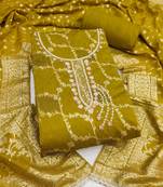 Women's mehandi woven cotton silk dress material