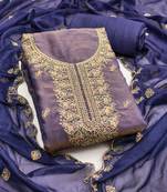 Women's blue embroidery georgette dress material