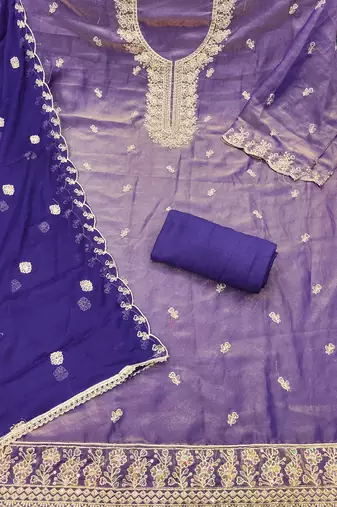  blue embroidery georgette dress material
