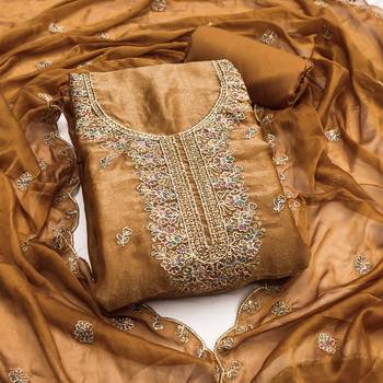  mustard embroidery georgette dress material 1