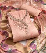 Women's peach digital handwork rayon dress material