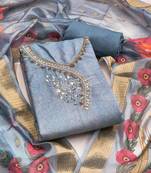 Women's sea green digital handwork rayon dress material