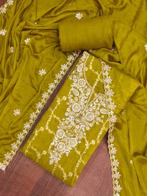  mehandi woven handwork silk dress material 4