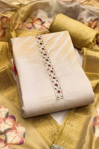 Women's multi digital handwork rayon dress material