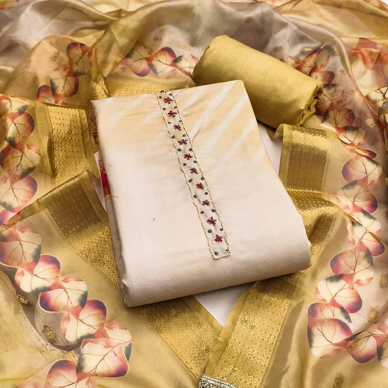 Women's multi digital handwork rayon dress material