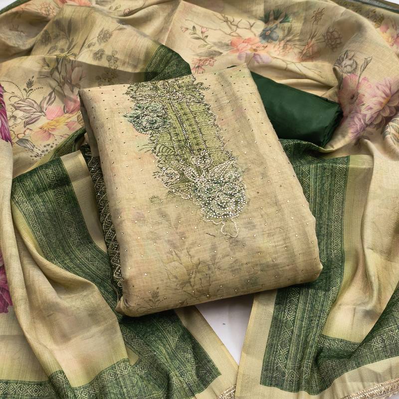 Women's multi embroidery cotton silk dress material