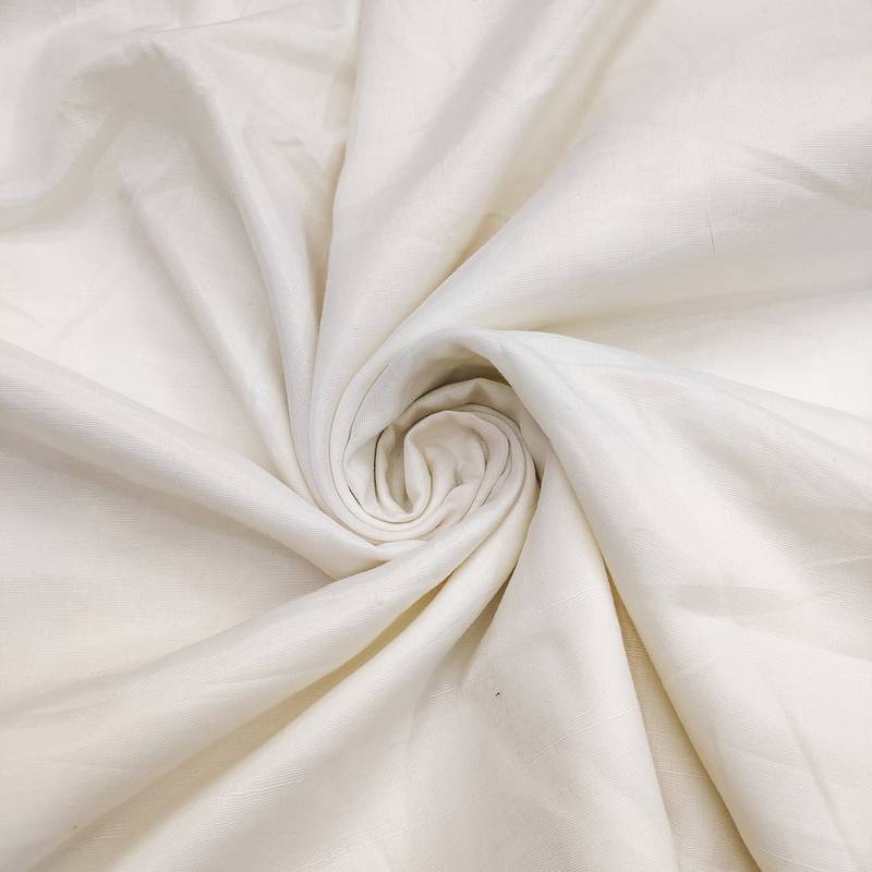 Women's white hand work cotton silk dress material