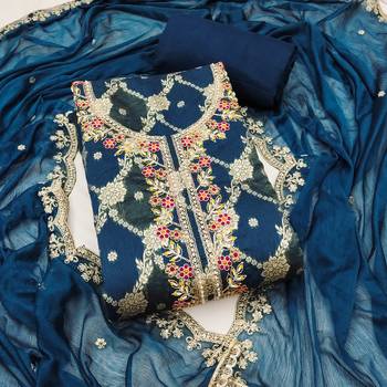  blue woven cotton silk dress material 1