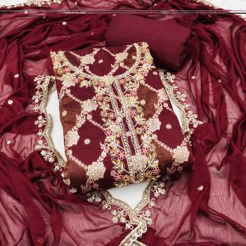  maroon woven cotton silk dress material 1