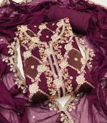 Women's purple woven emblishment silk dress material