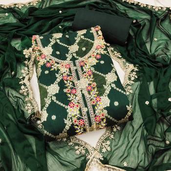  green woven emblishment silk dress material 1