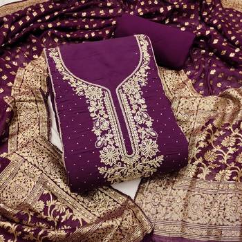  purple embroidery cotton dress material 1