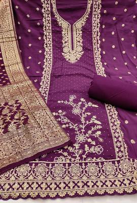  purple embroidery cotton dress material 2