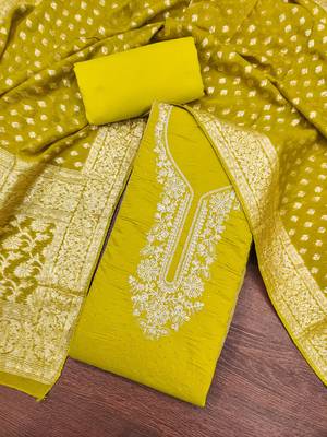  light green embroidery cotton dress material 4